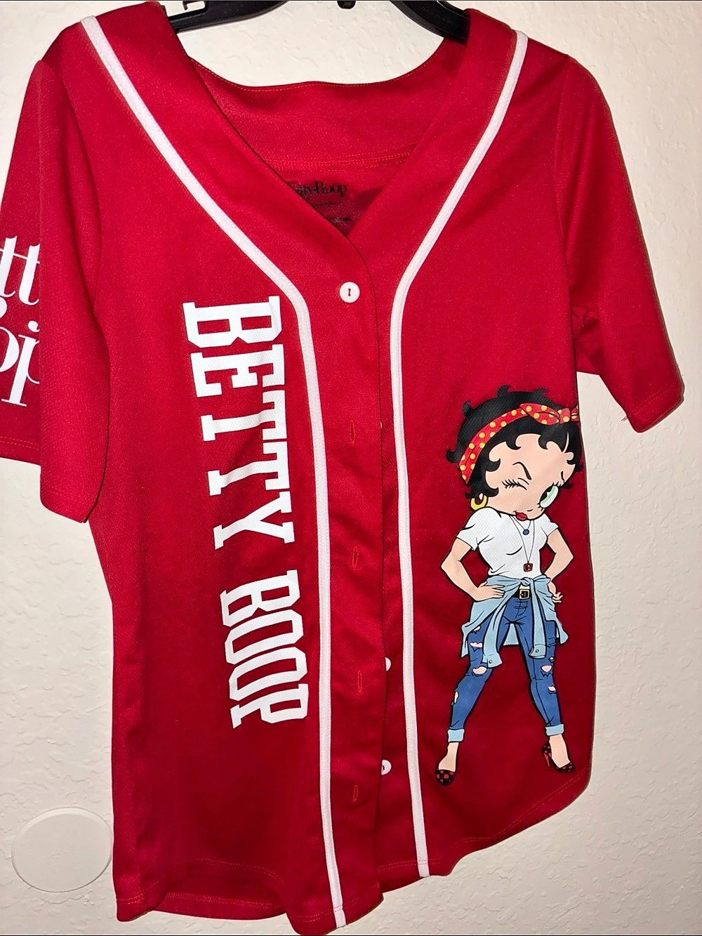 Betty Boop baseball jersey Red & White Graphic Jersey Like New